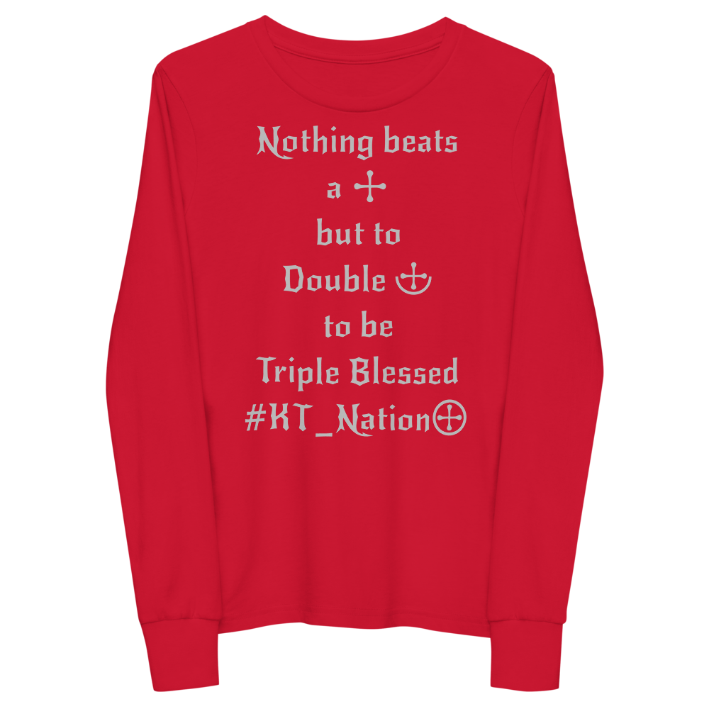 KT Nation Blessed unisex Youth long sleeve tee (logo on back)