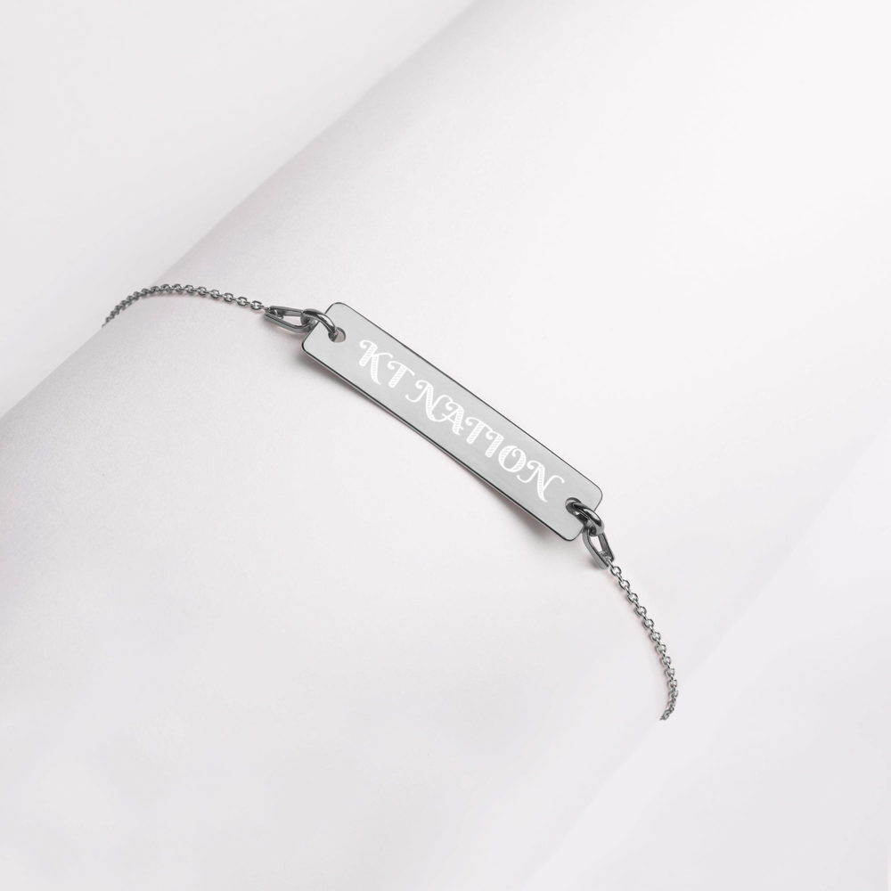 KT Nation Engraved  Bar Chain Bracelet